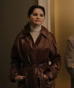 Only Murders In The Building Selena Gomez Leather Long Coat