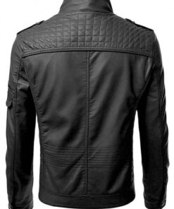 Black Biker Quilted Leather Jacket