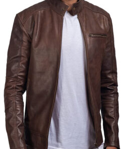 Dean Brown Leather Biker Jacket