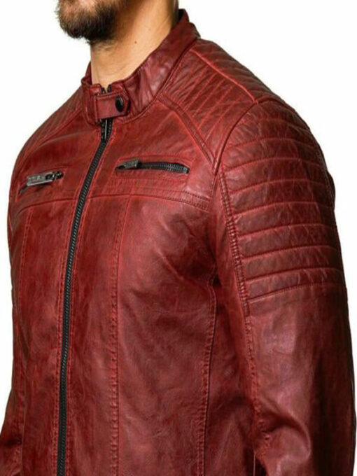 Men's Red Café Racer Jacket