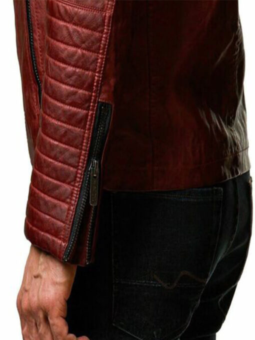 Red Café Racer Genuine Leather Jacket for Men