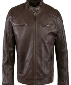 Men's Cafe Racer Brown Leather Jacket