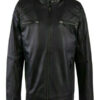 Men's Cafe Racer Black Leather Jacket