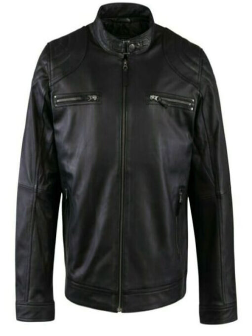 Men's Cafe Racer Black Leather Jacket