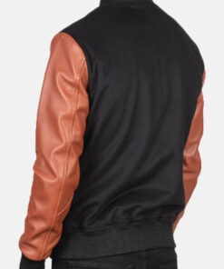 Black Vaxton Hybrid Varsity Jacket for Men