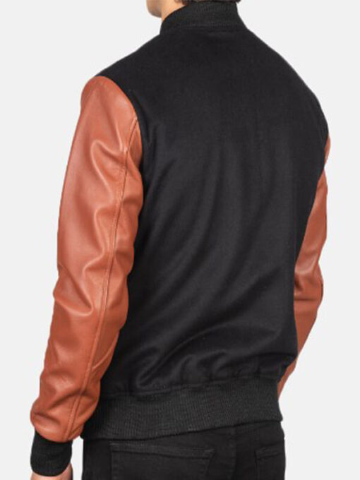 Black Vaxton Hybrid Varsity Jacket for Men