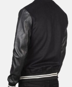 Black-White Striped Vaxton Hybrid Varsity Jacket for Men