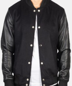 Baseball Black Varsity Letterman Lightweight Jacket