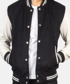 Baseball Black-White Varsity Letterman Lightweight Jacket