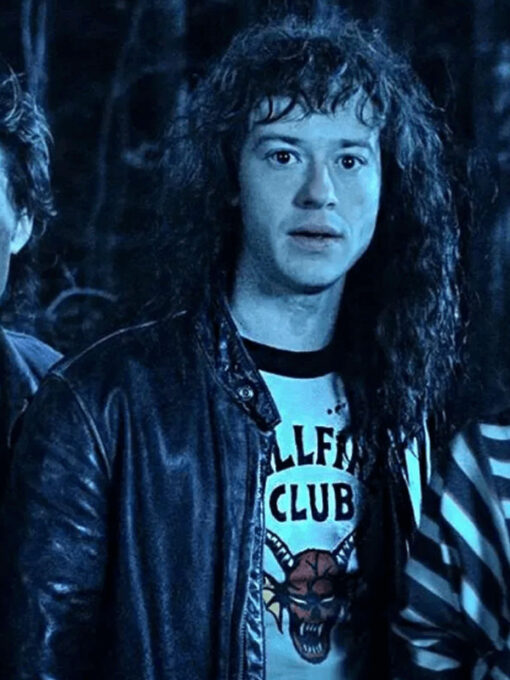 Stranger Things Season 4 Eddie Munson Black Leather Jacket
