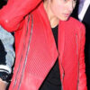 Justin Bieber Red Quilted Leather Jacket