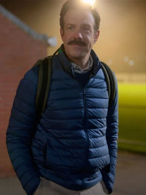 TV Series Ted Lasso Jason Sudeikis Navy Blue Puffer Jacket