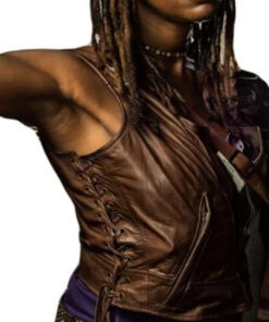 Michonne The Walking Dead Brown Leather Vest