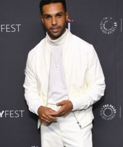 Alfie Emily in Paris Lucien Laviscount White Bomber Jacket