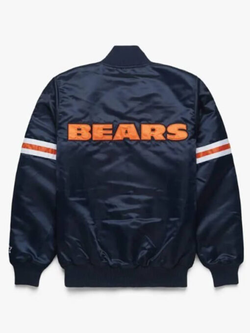 Starter Chicago Bear Satin Navy Bomber Jacket