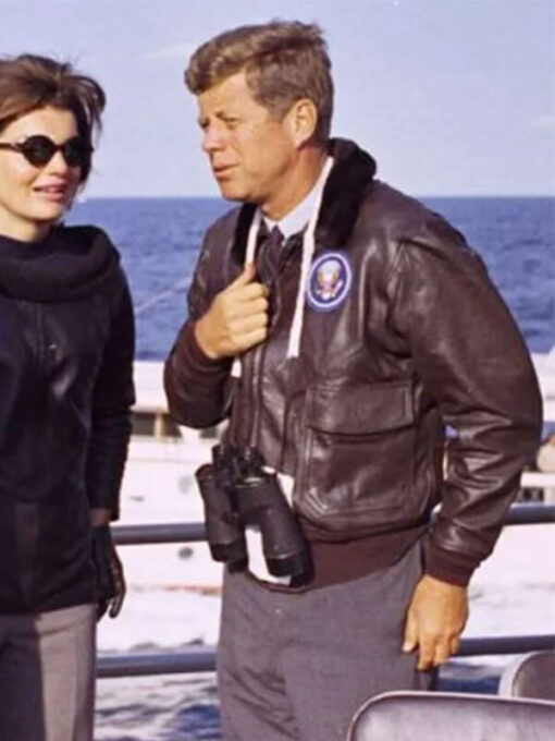 JFK US President Bomber Brown Leather Jacket