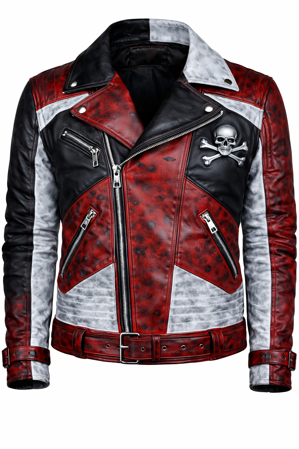 Carlos Boyce Multicolor Halloween Leather Jacket – Removable Sleeves & Studded Style