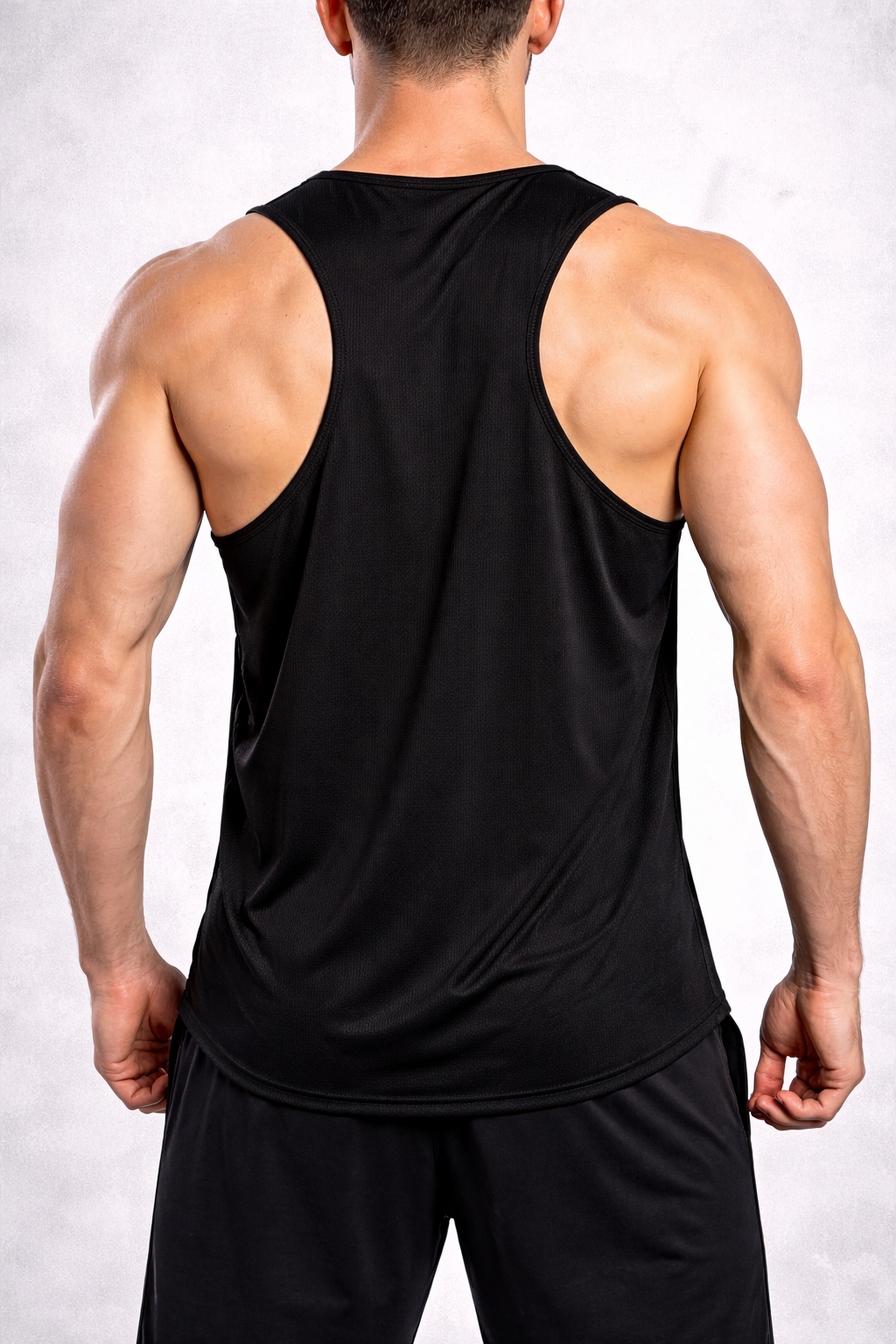 Menβs Black Athletic Tank Top β Sleeveless Gym & Sports Sando (Racerback Fit) - Image 2