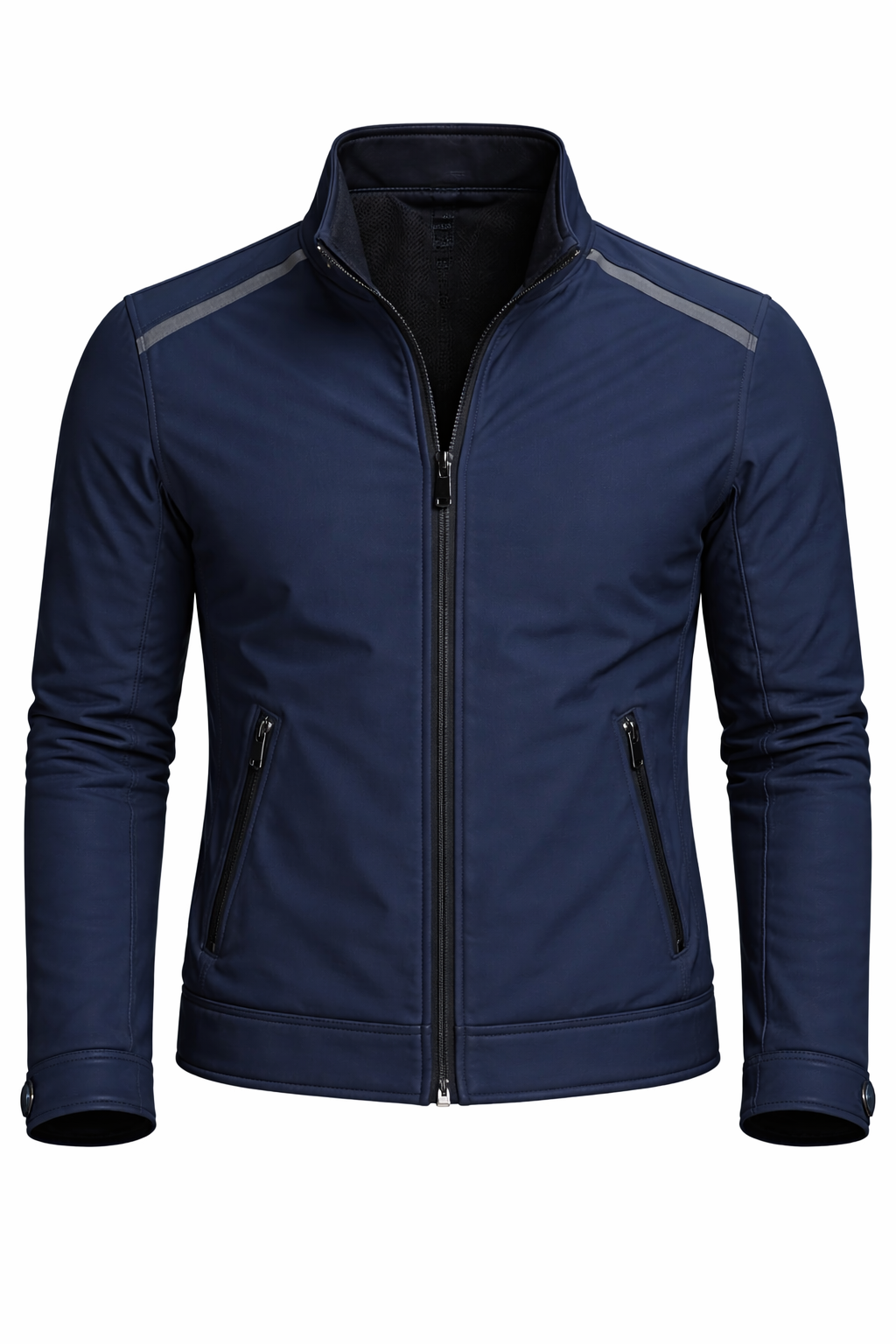 Men’s Navy Sports Jacket – Slim Fit Athletic Zip-Up Performance Outerwear - Image 4