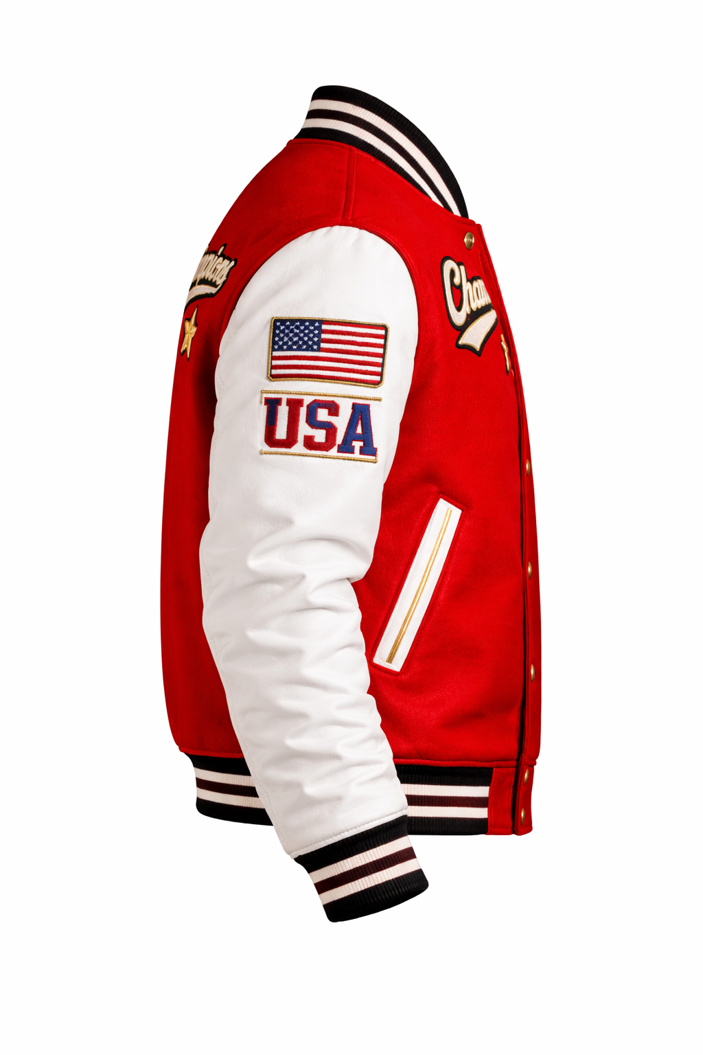 Men’s Red & White Varsity Jacket – Champions 1989 Athletic Letterman College Style Coat - Image 3