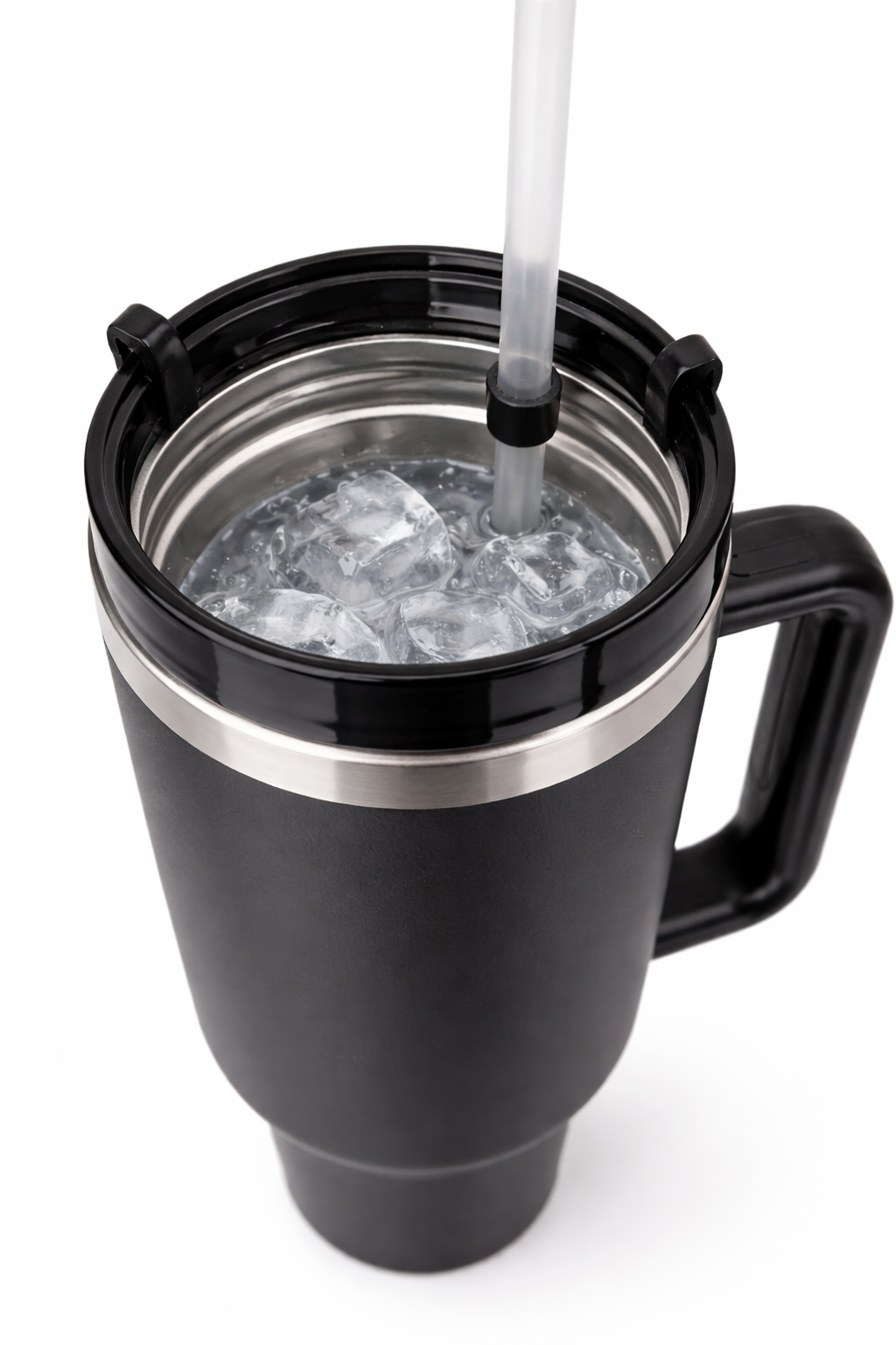 40 oz Matte Black Insulated Tumbler with Handle – Stainless Steel Travel Mug with Straw Lid | Double Wall Vacuum Cup for Gym, Office & Car - Image 4