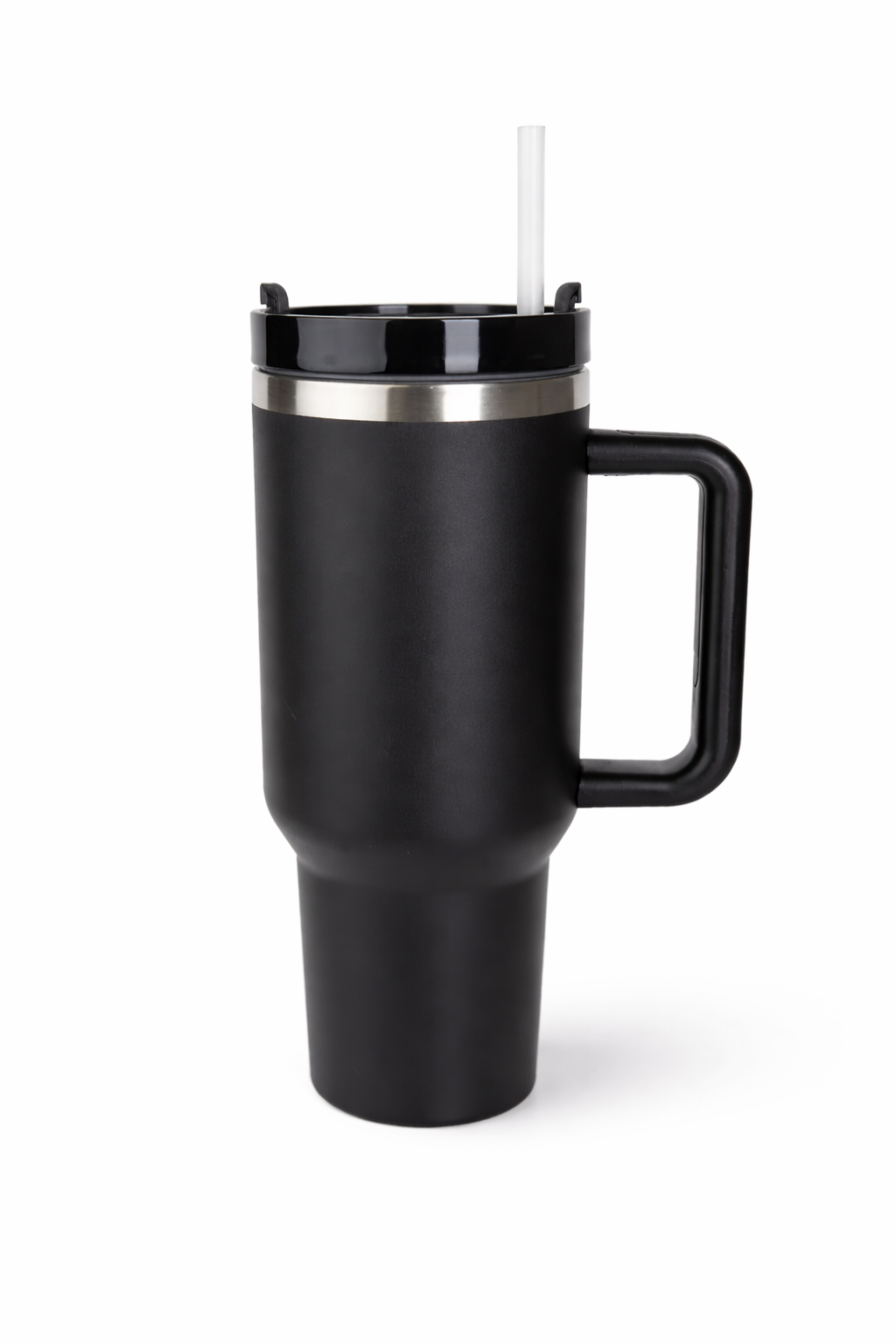 40 oz Matte Black Insulated Tumbler with Handle – Stainless Steel Travel Mug with Straw Lid | Double Wall Vacuum Cup for Gym, Office & Car - Image 3