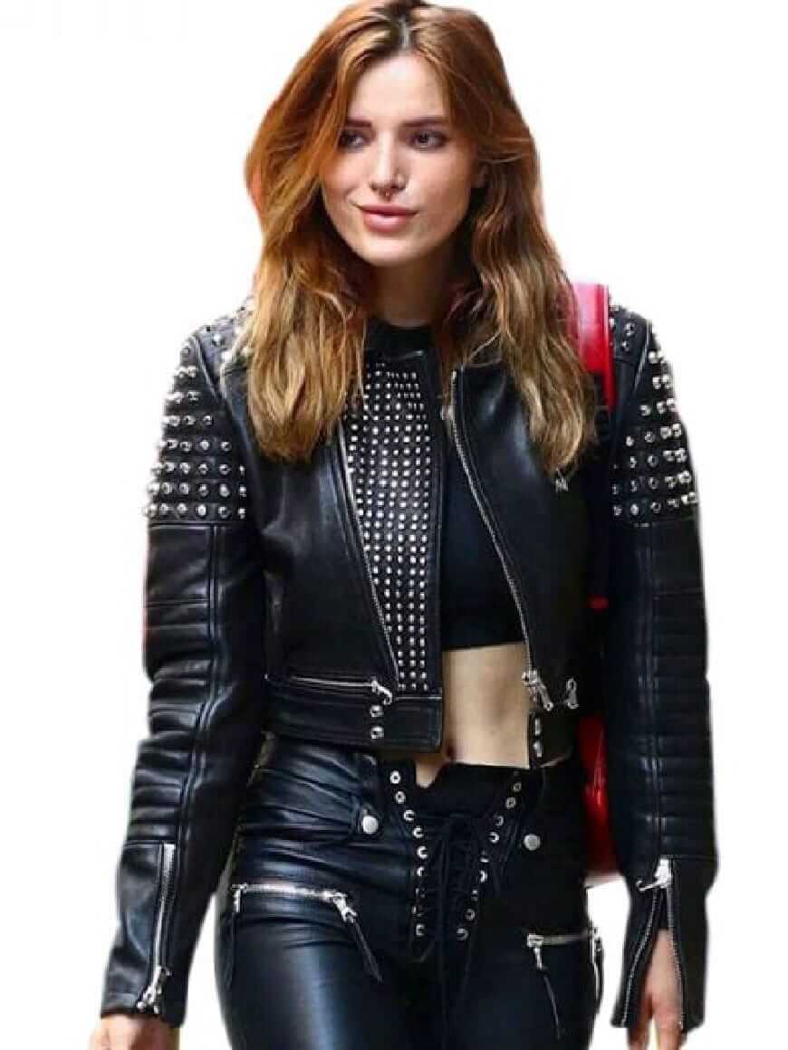 Bella Thorne Silver Studded Black Cropped Top - Image 2