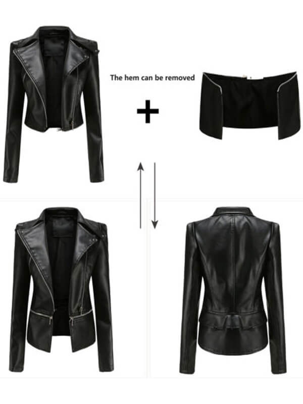 Detachable Fashion Women's Leather Jacket - Image 2