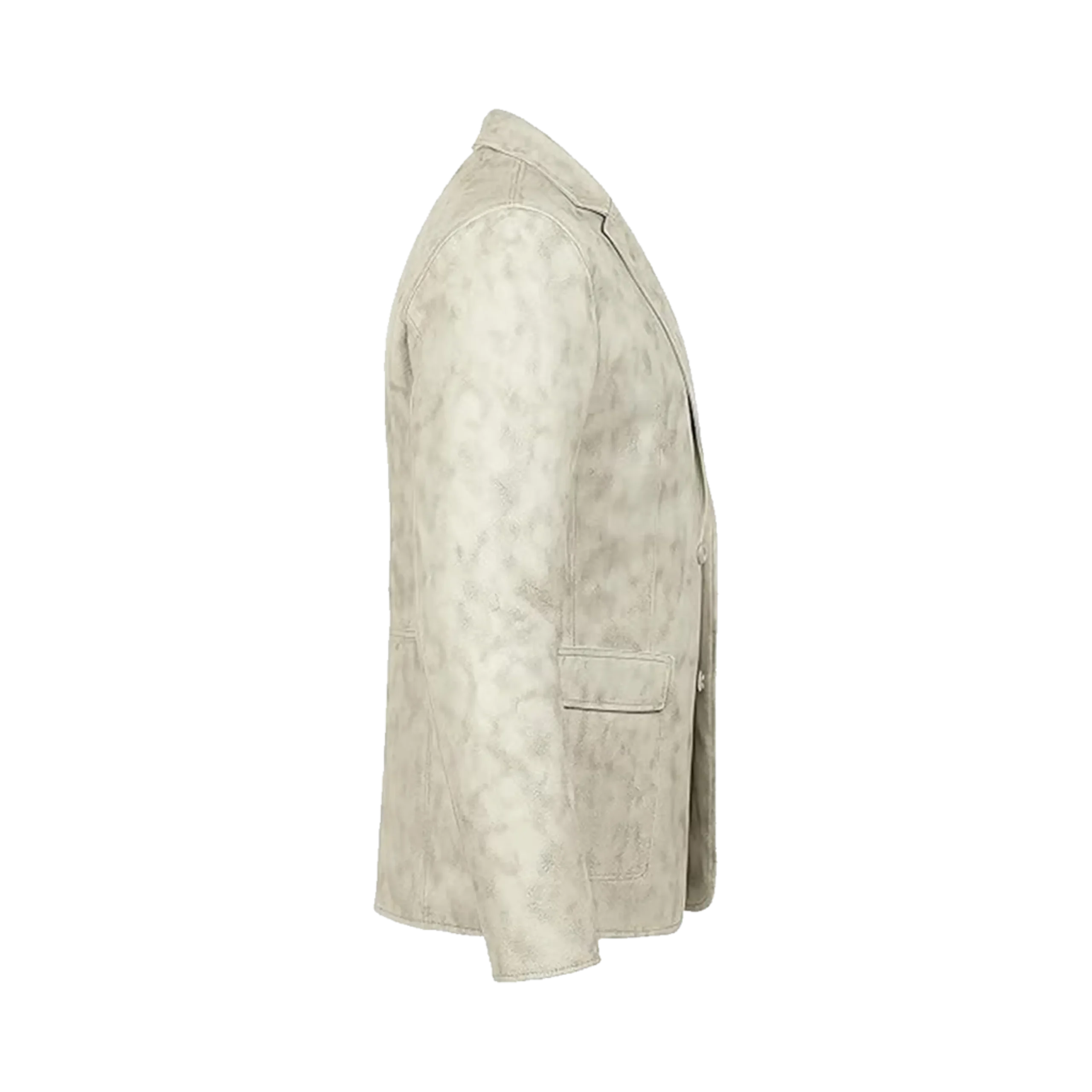 Distressed Off-White Biker Leather Jacket