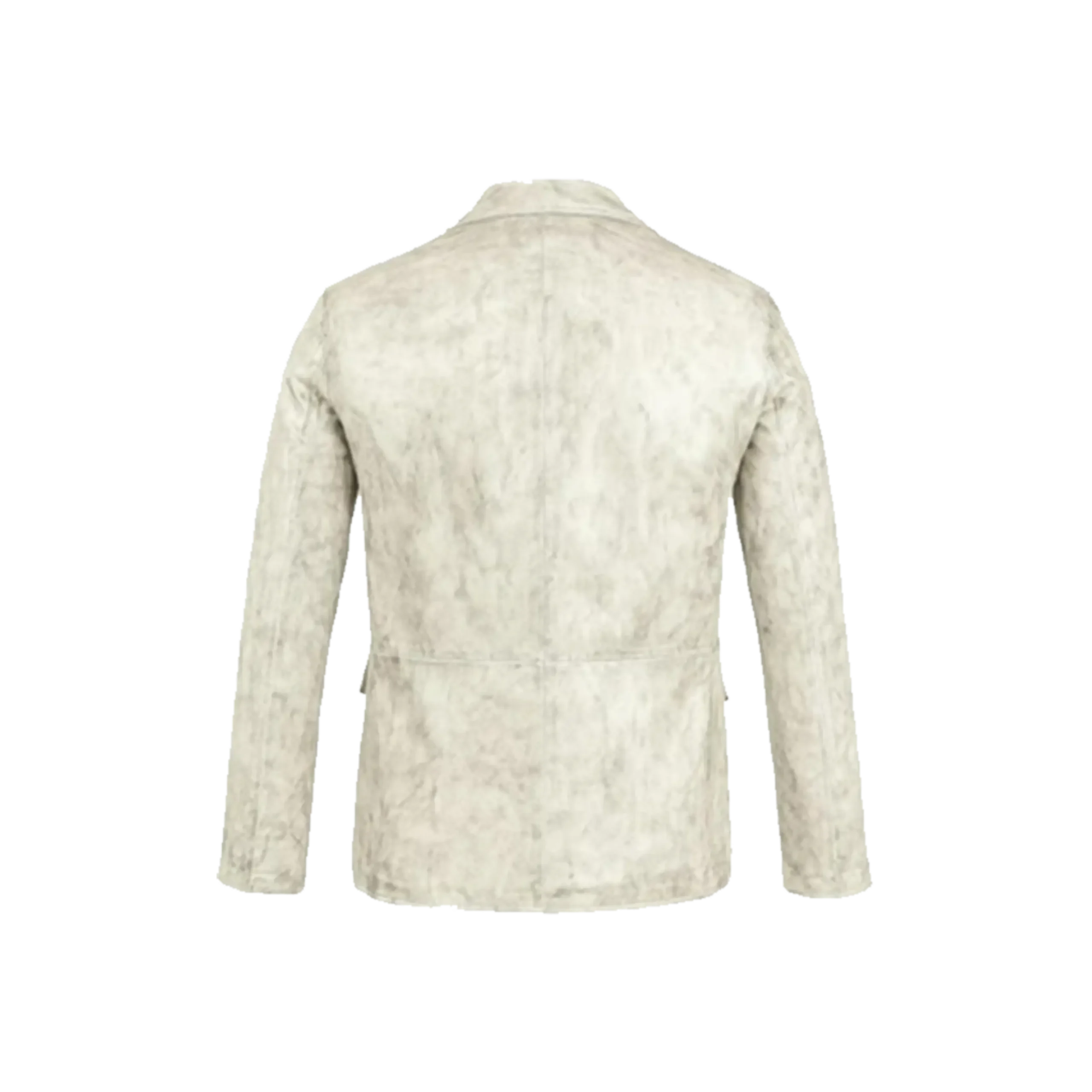 Distressed Off-White Biker Leather Jacket