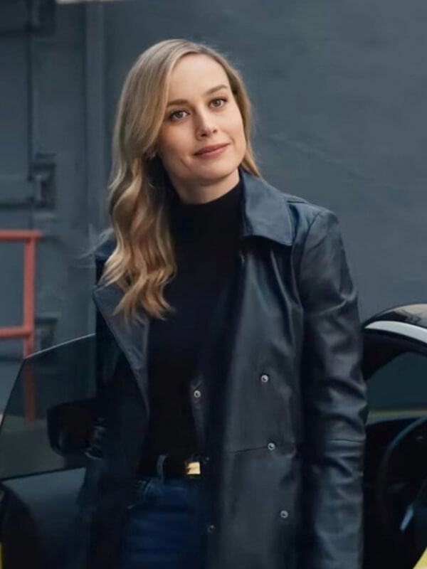 Fast X Brie Larson Black Leather Coat