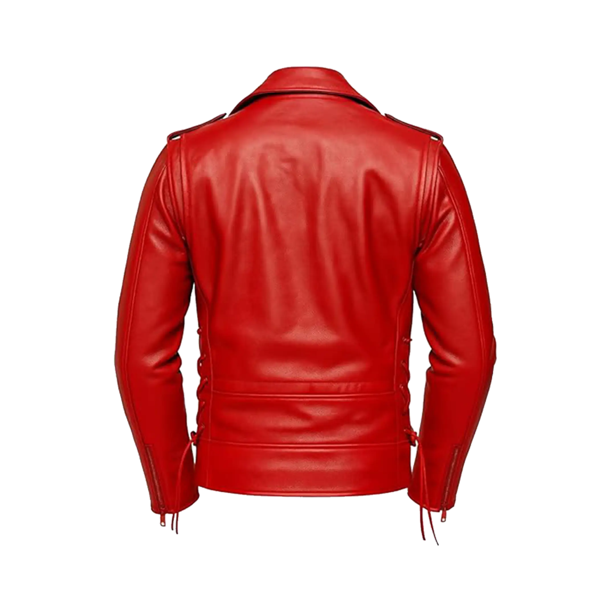 Men’s Crimson Red Asymmetric Leather Biker Jacket