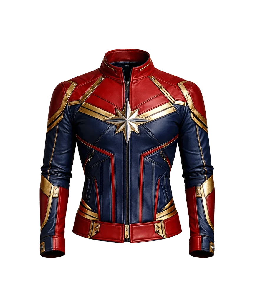 Captain Marvel Tricolor Unisex Biker Leather Jacket