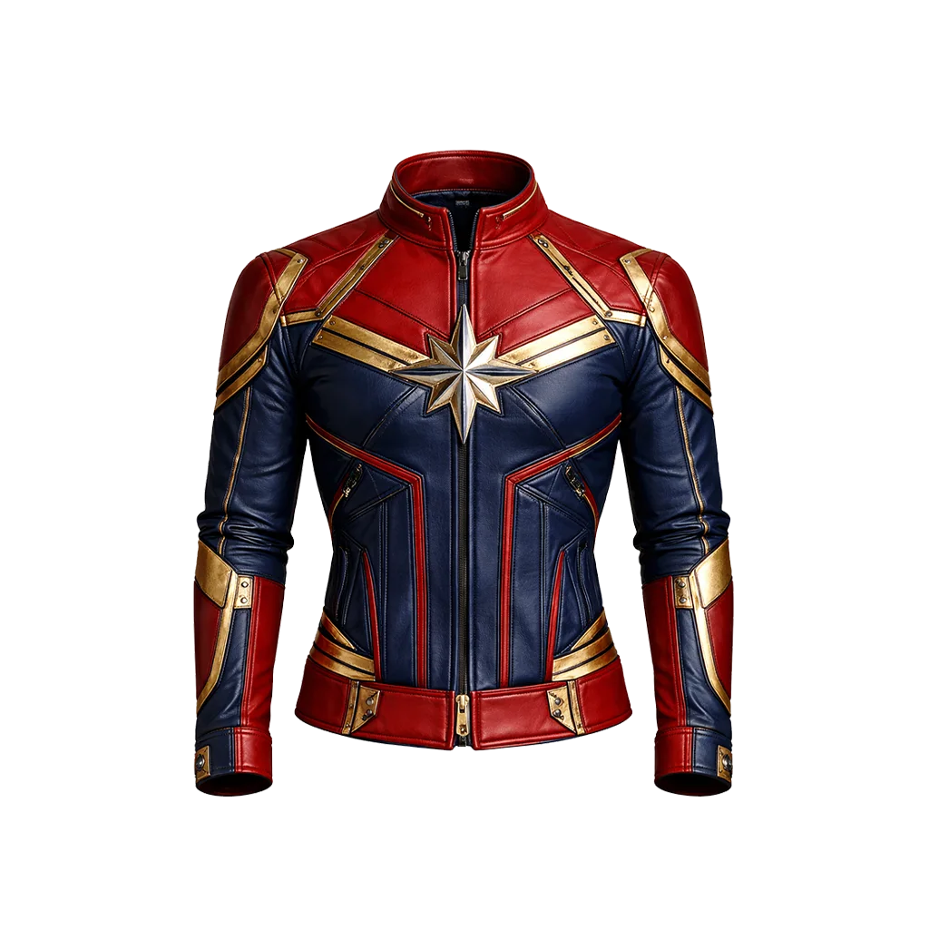 Captain Marvel Tricolor Unisex Biker Leather Jacket