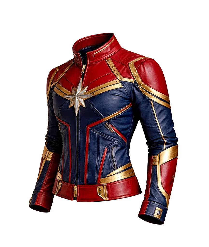Captain Marvel Tricolor Unisex Biker Leather Jacket