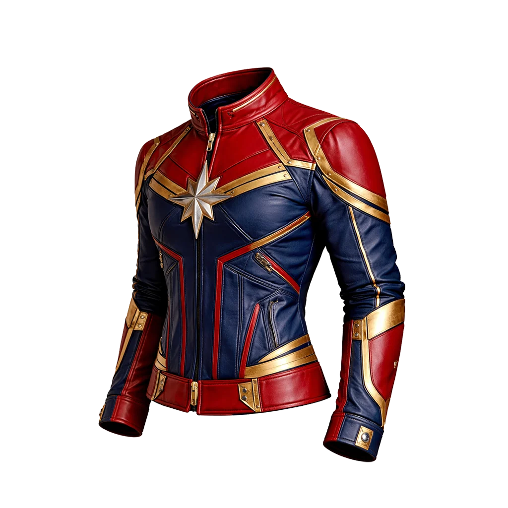 Captain Marvel Tricolor Unisex Biker Leather Jacket