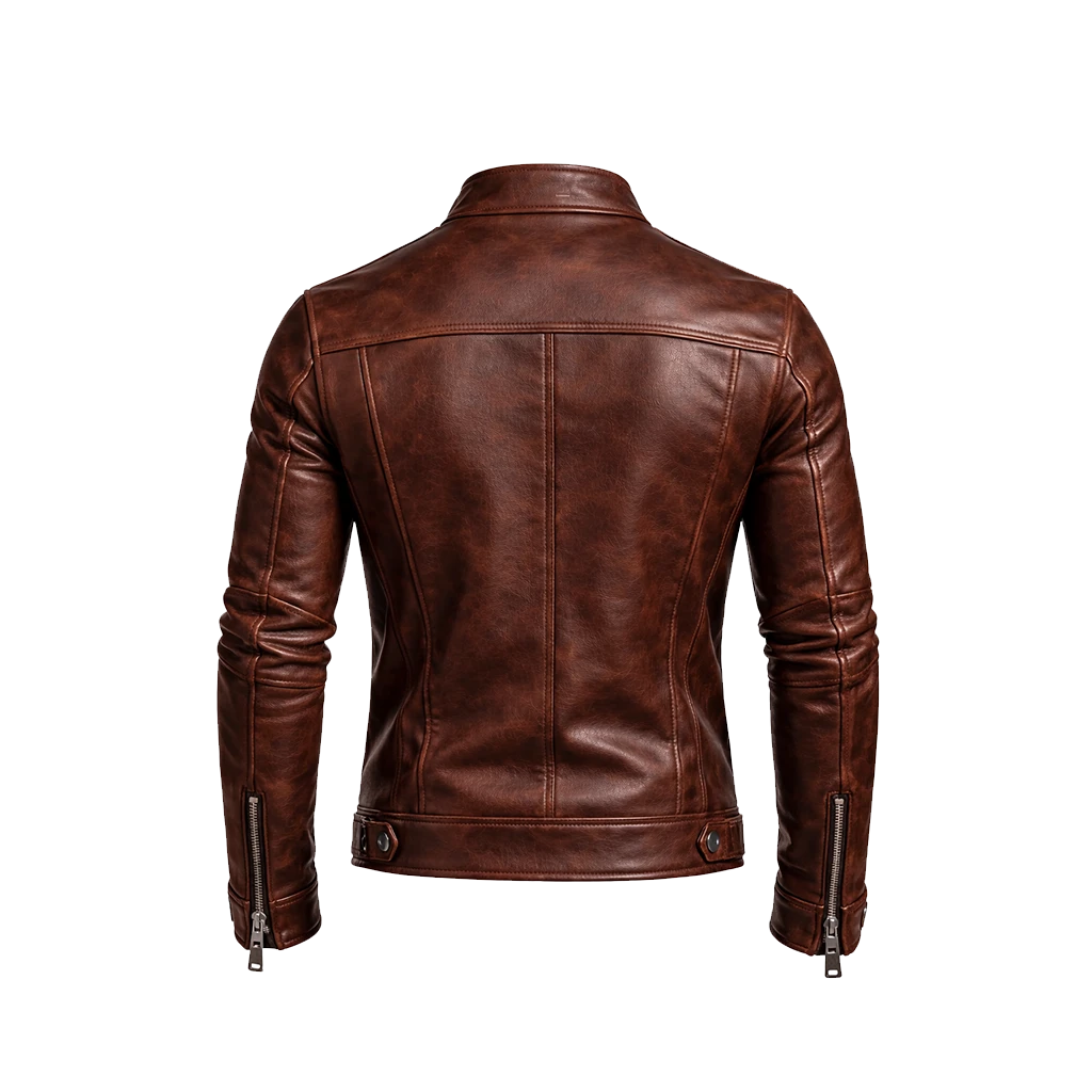 Classic Cafe Racer Brown Leather Jacket