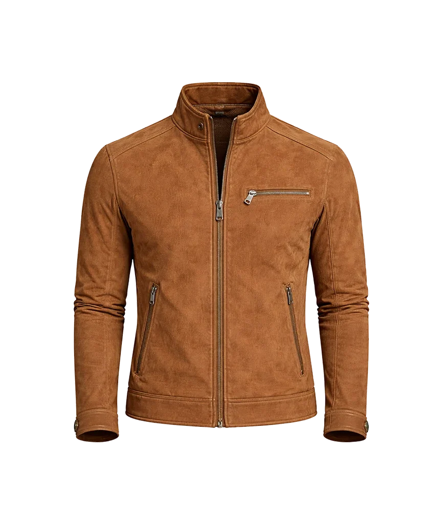 Camel Suede Moto Leather Jacket