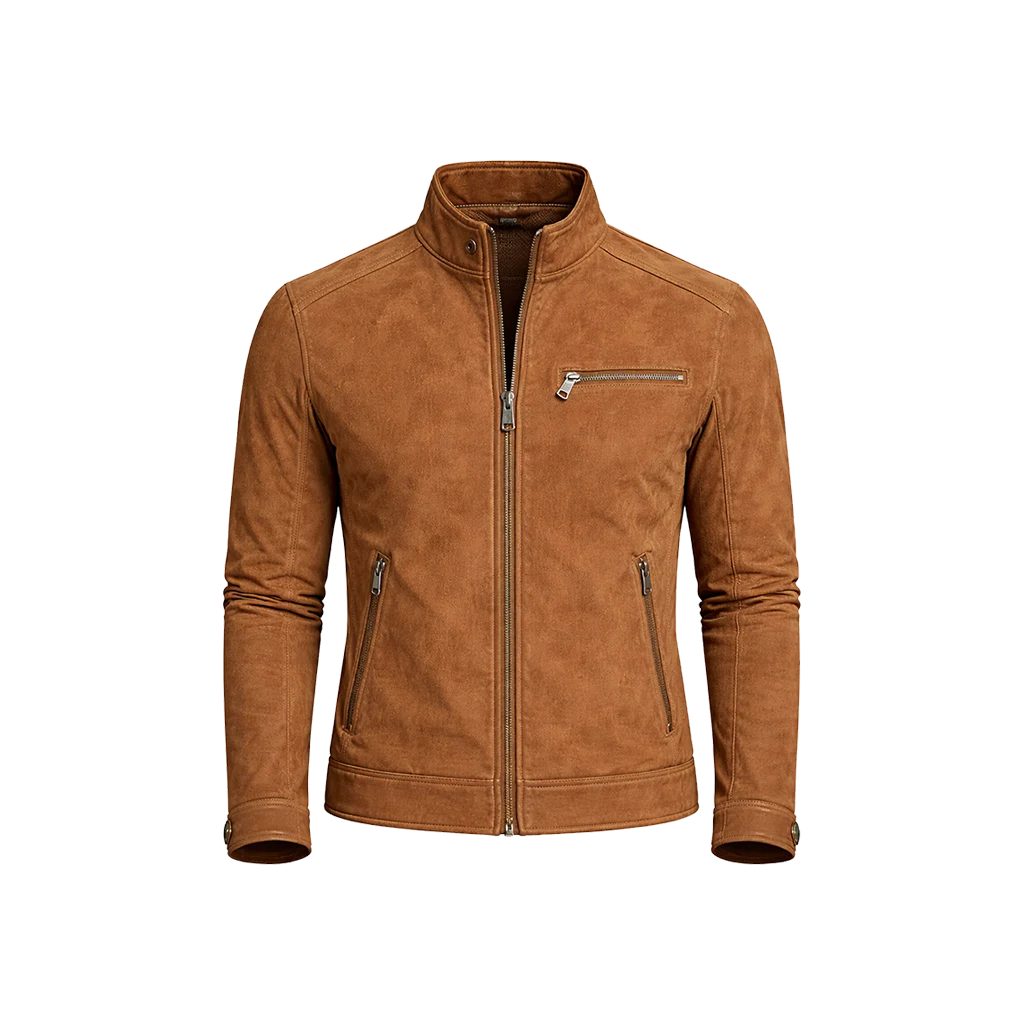 Camel Suede Moto Leather Jacket
