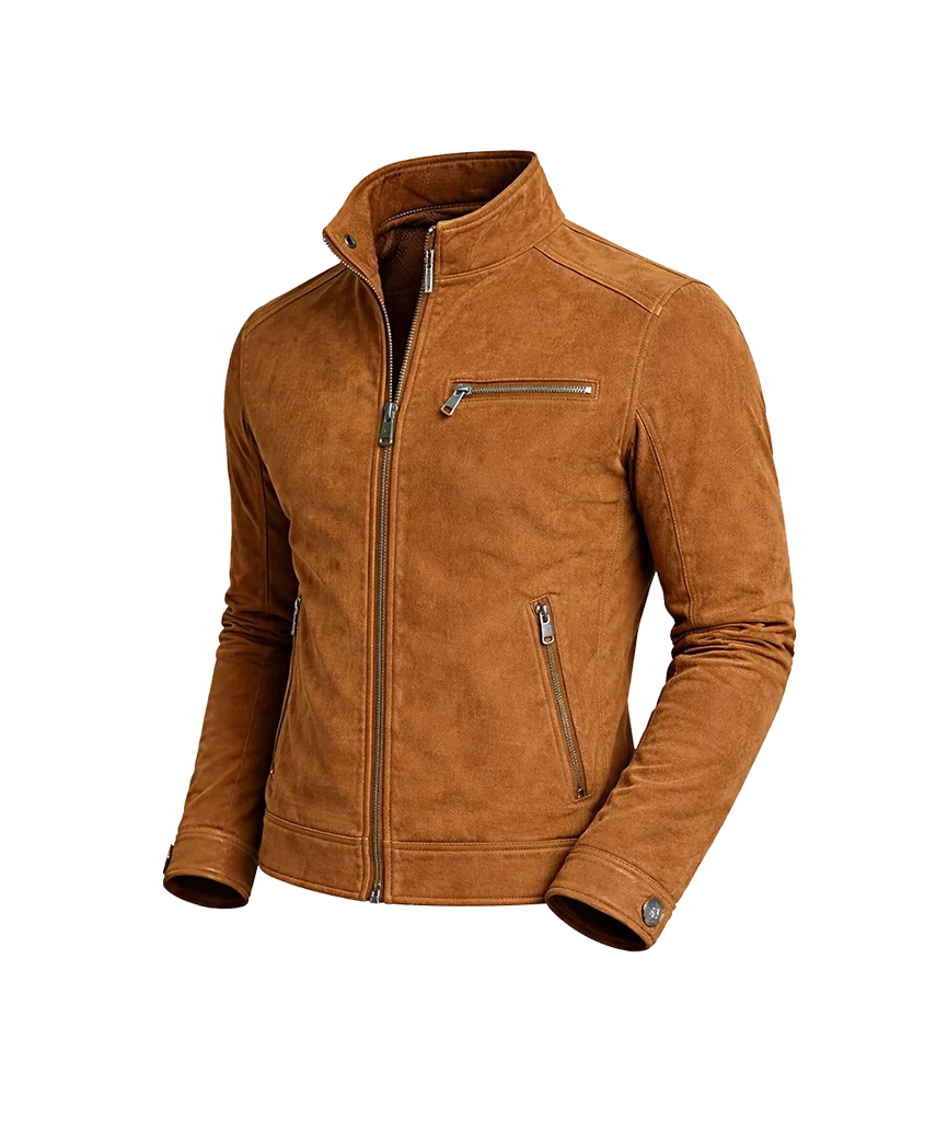 Camel Suede Moto Leather Jacket