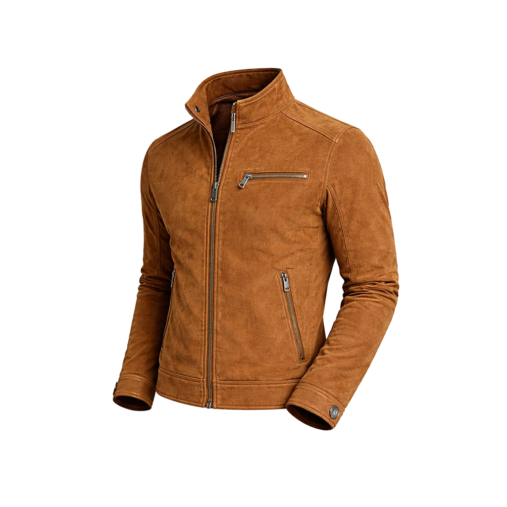Camel Suede Moto Leather Jacket