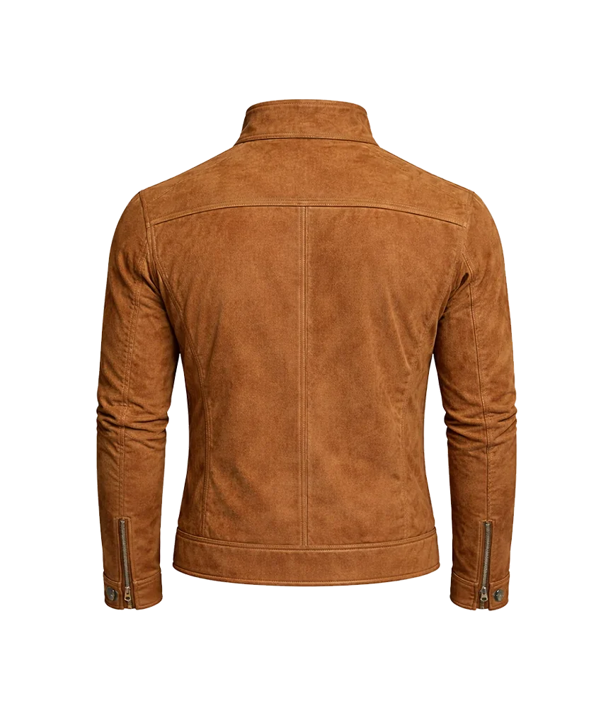 Camel Suede Moto Leather Jacket