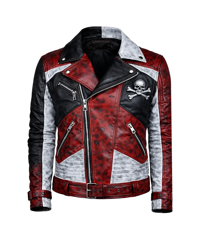 Skullfire Distressed Biker Jacket