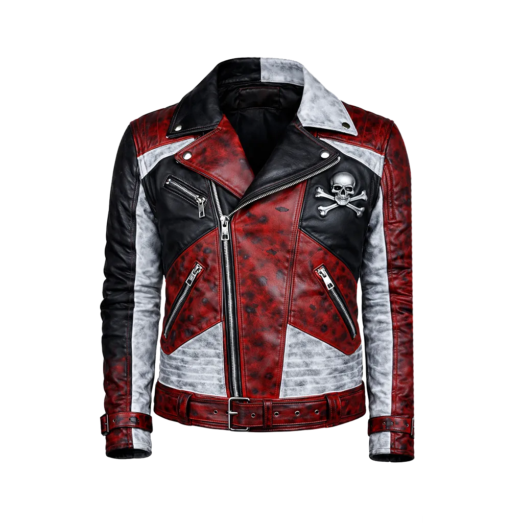 Skullfire Distressed Biker Jacket