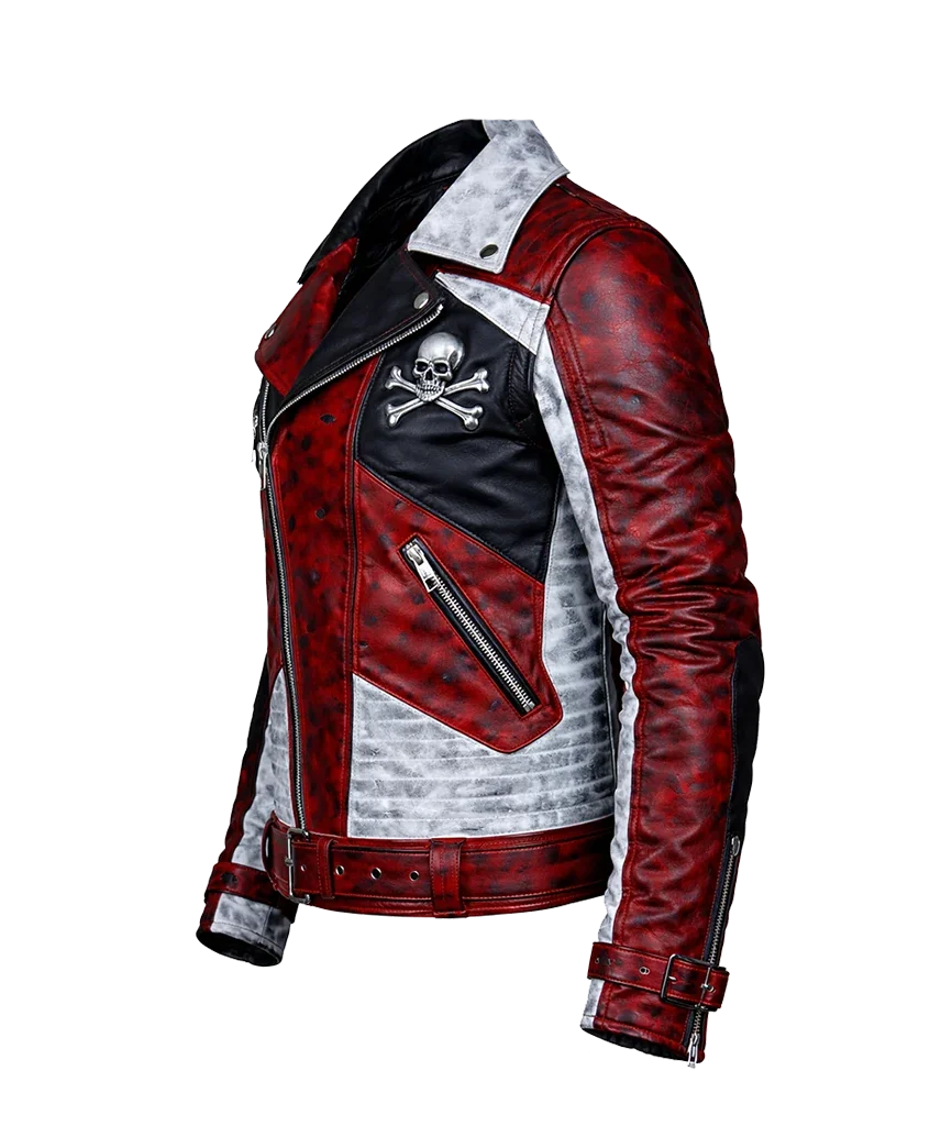 Skullfire Distressed Biker Jacket