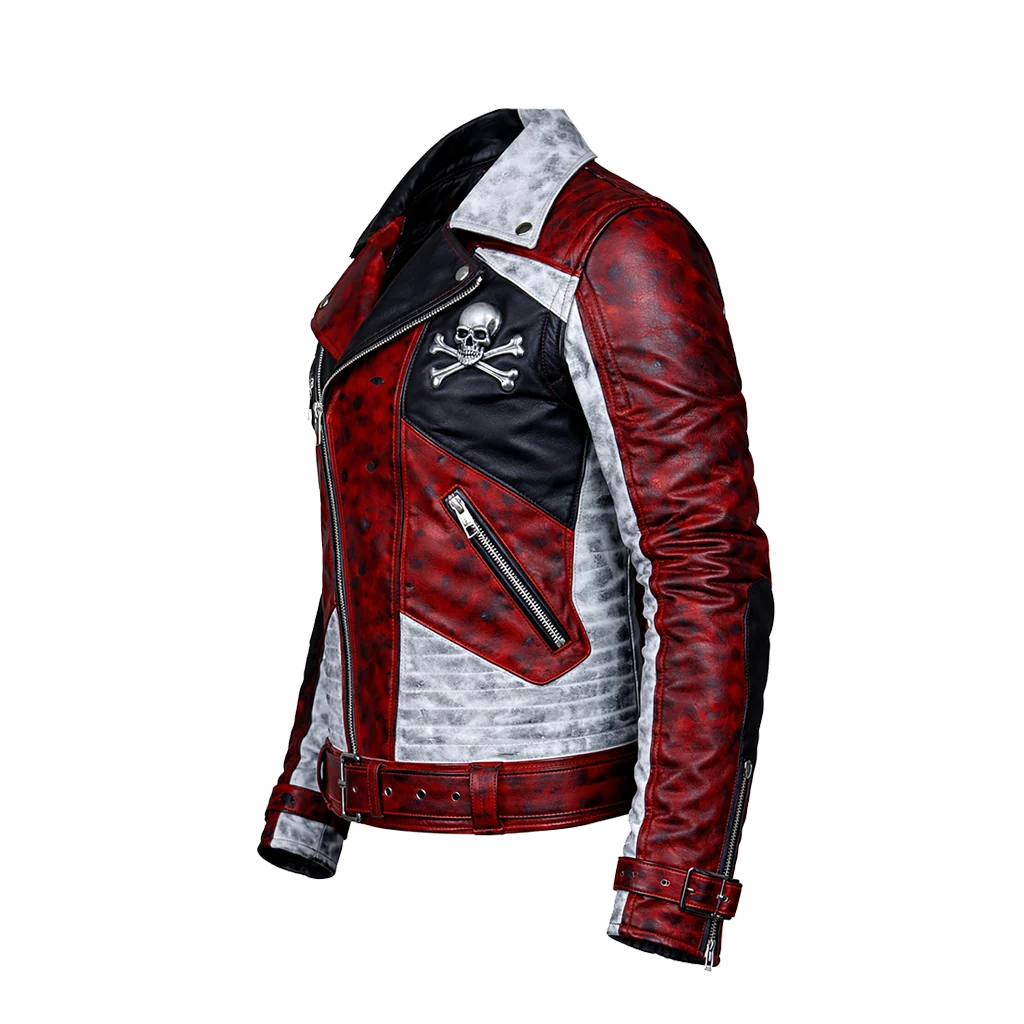 Skullfire Distressed Biker Jacket