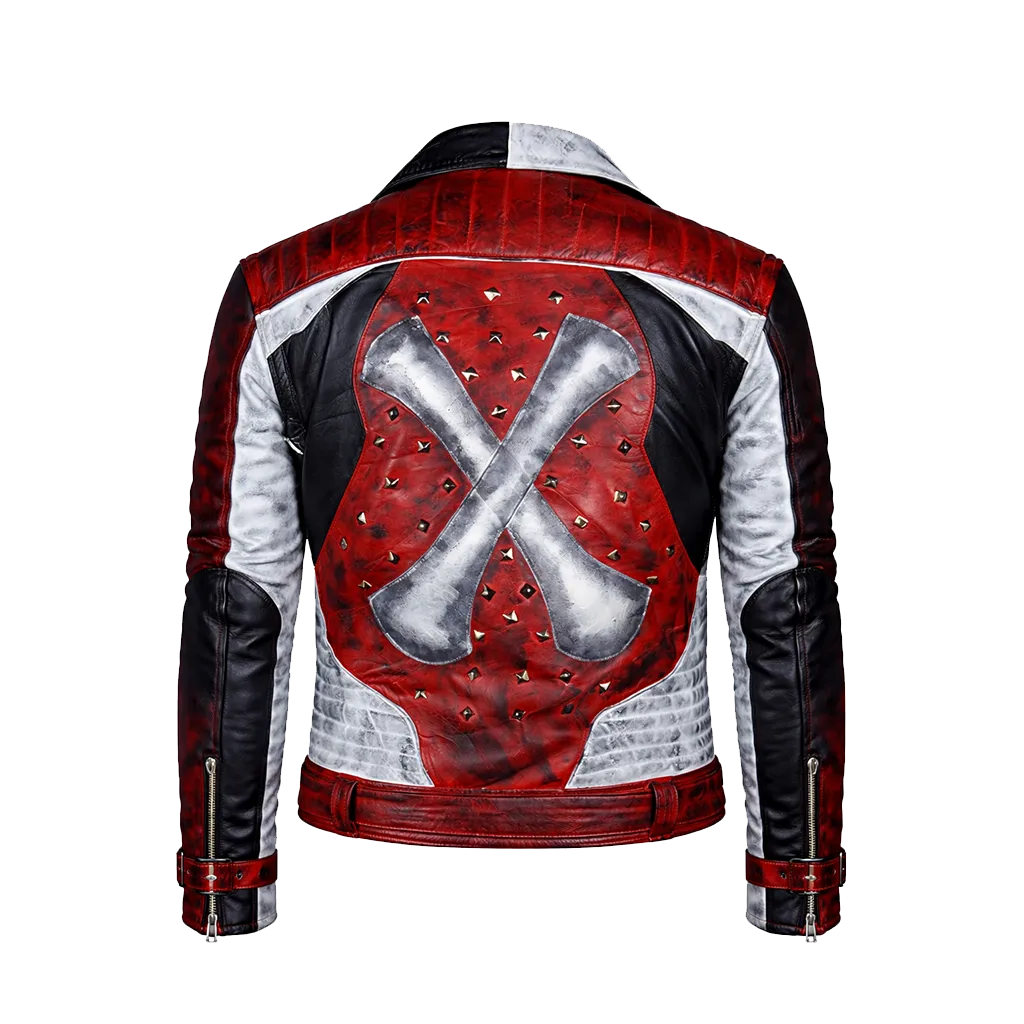 Skullfire Distressed Biker Jacket