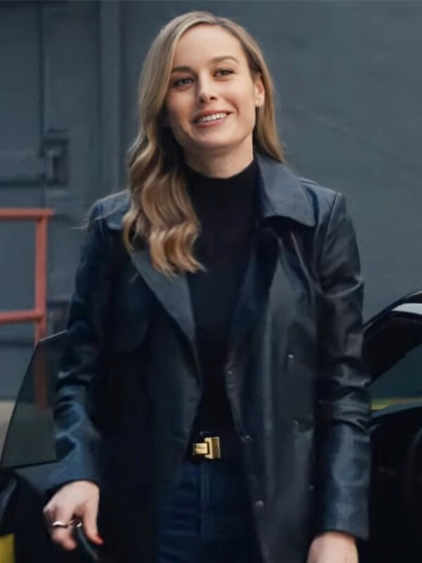 Fast X Brie Larson Black Leather Coat - Image 2