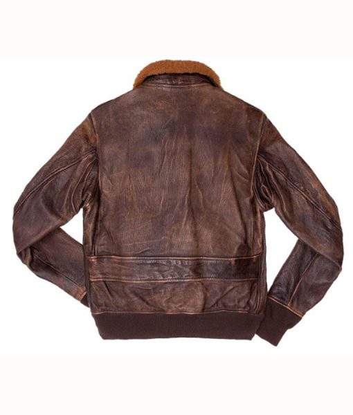 G-1 Aviator US Navy Brown Leather Jacket - Image 2