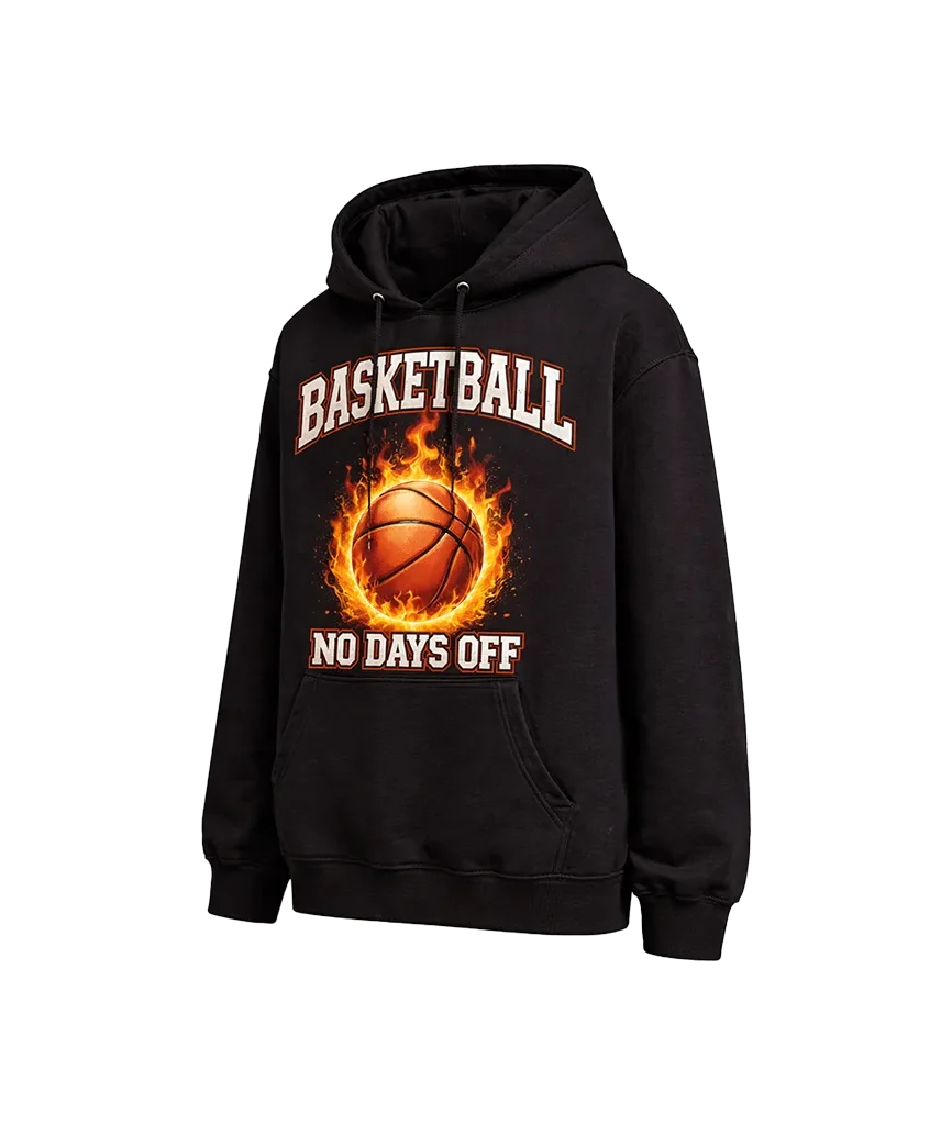 Basketball No Days Off Flaming Graphic Hoodie